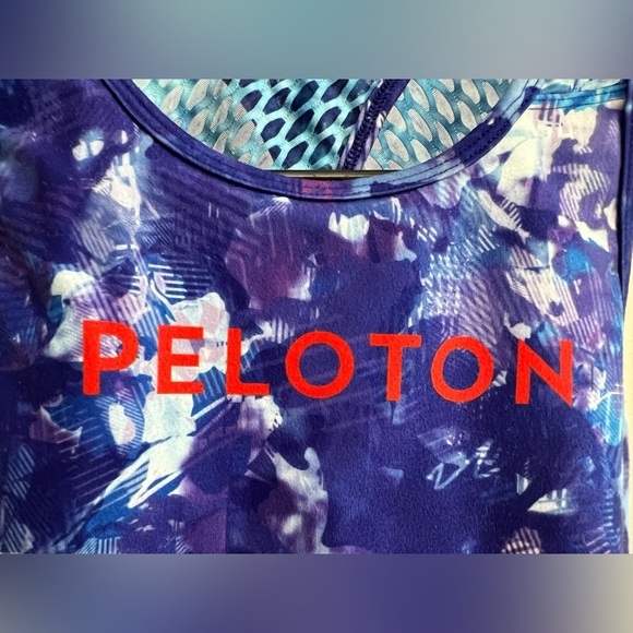 Peloton Watercolor Crop Tank Top Sleeveless Fitted Mesh/Keyhole Back sz Med - Picture 5 of 7